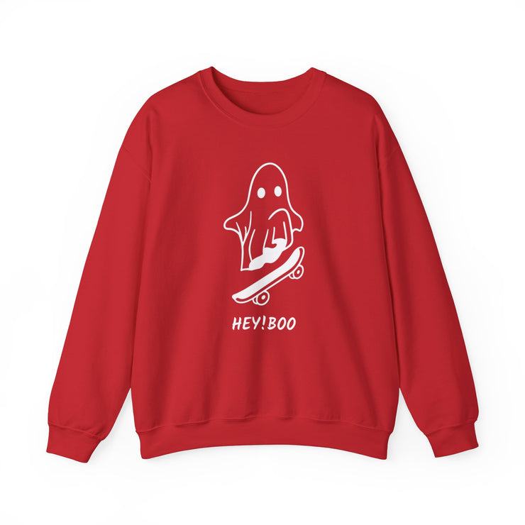 Hey! Boo skateboarder ghost patterned unisex sweatshirt