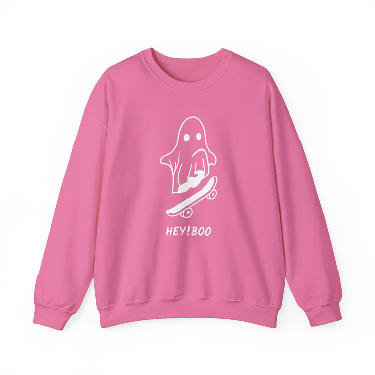 Hey! Boo skateboarder ghost patterned unisex sweatshirt