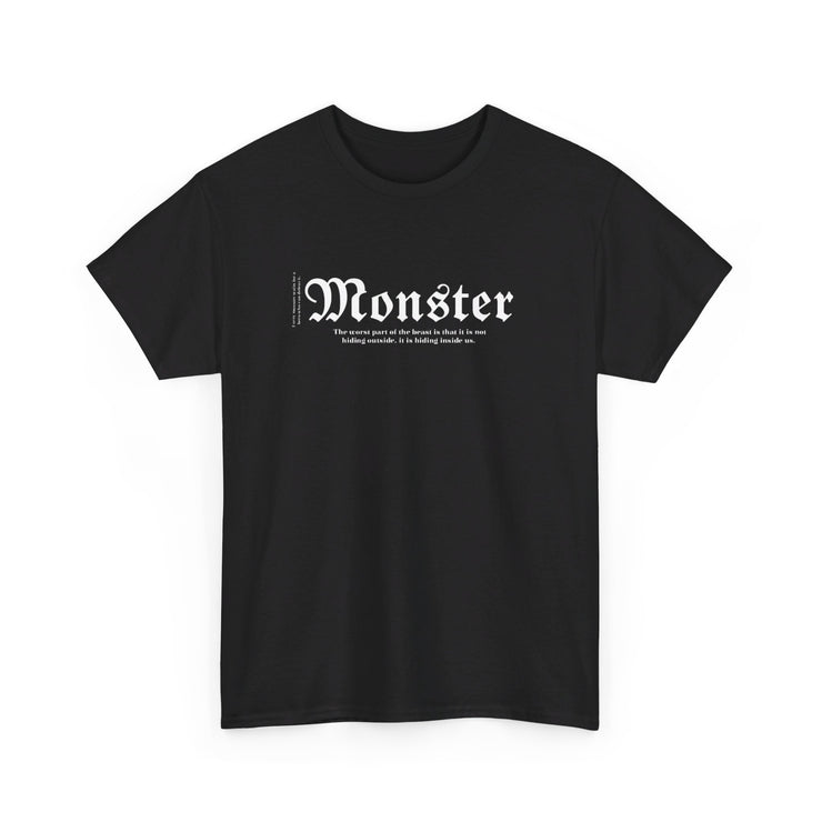 Men's t-shirt with monster text pattern