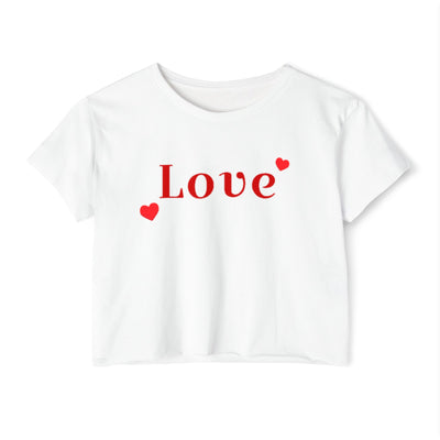 Love text patterned women's crop top