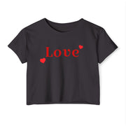 Love text patterned women's crop top