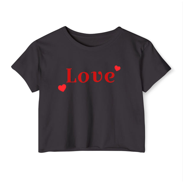 Love text patterned women's crop top