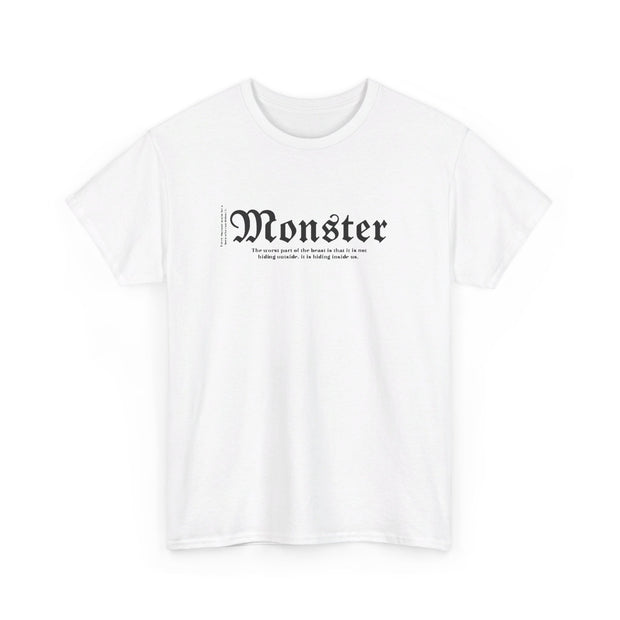 Men's t-shirt with monster text pattern