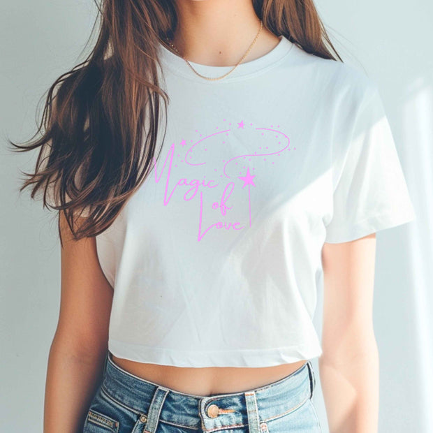 Women's crop top with love pattern