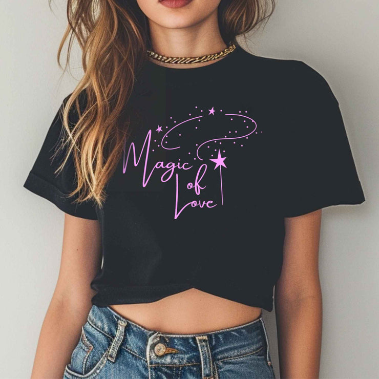 Women's crop top with love pattern