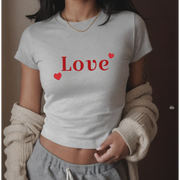 Love text patterned women's crop top