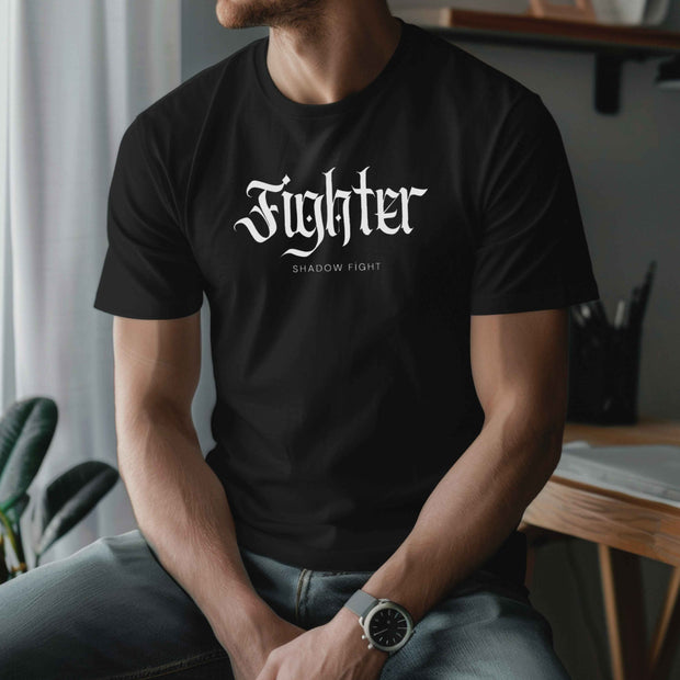 Men t-shirt with fighter text pattern