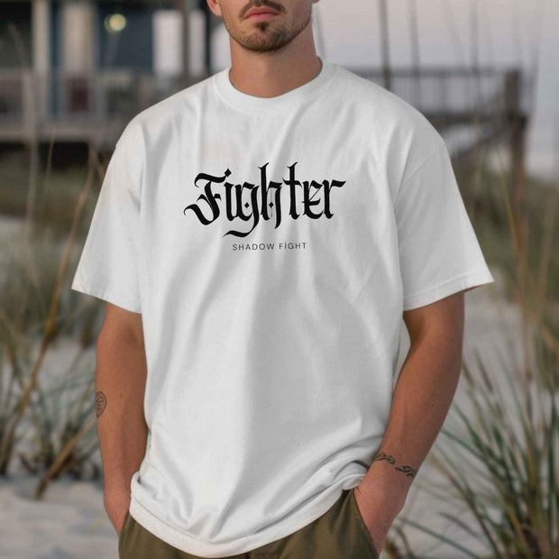 Men t-shirt with fighter text pattern