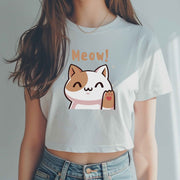 Meow Patterned Women's Crop Top