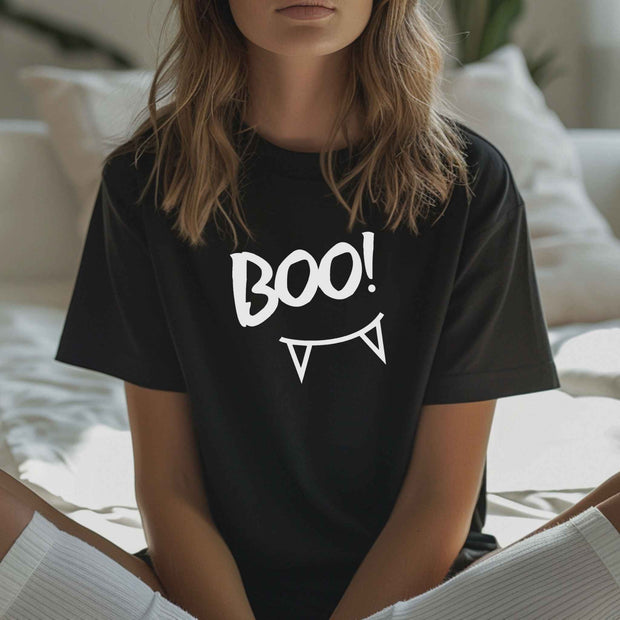 Boo text patterned women's t-shirt