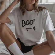 Boo text patterned women's t-shirt