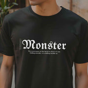 Men's t-shirt with monster text pattern