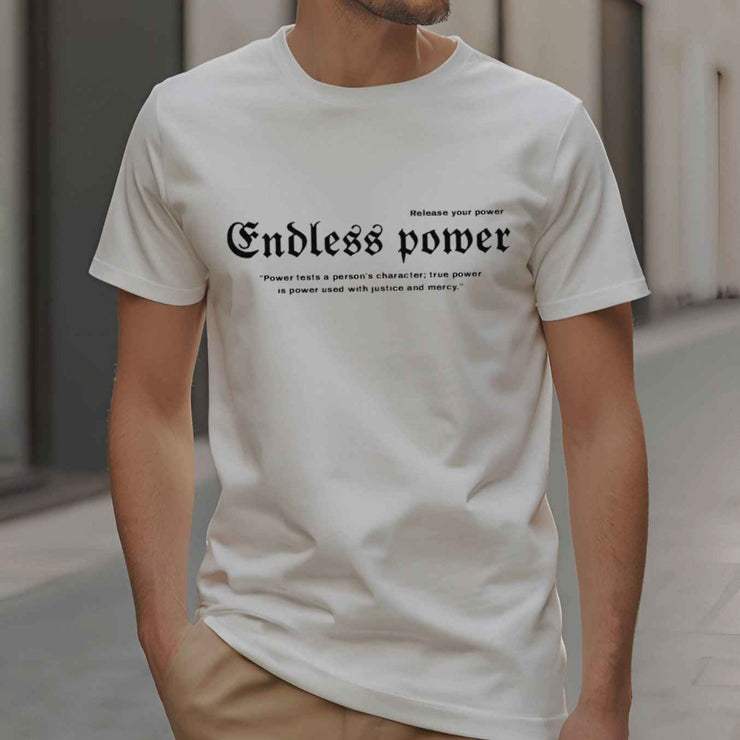 Men's t-shirt with endless power text pattern